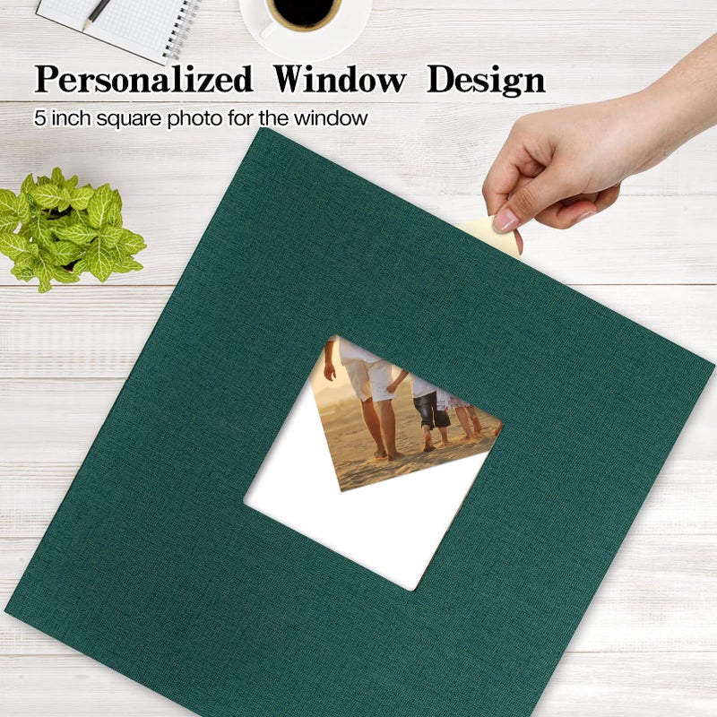 potricher Linen Hardcover Photo Album 4x6 600 Photos Large Capacity for Family Wedding Anniversary Baby Vacation (Dark Green, 600 Pockets) - Image 2